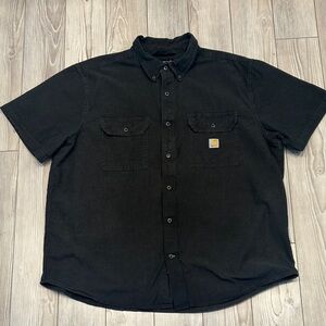Carhartt Work Black Short Sleeve Button Down Front Pocket Men's Shirt 2 XL